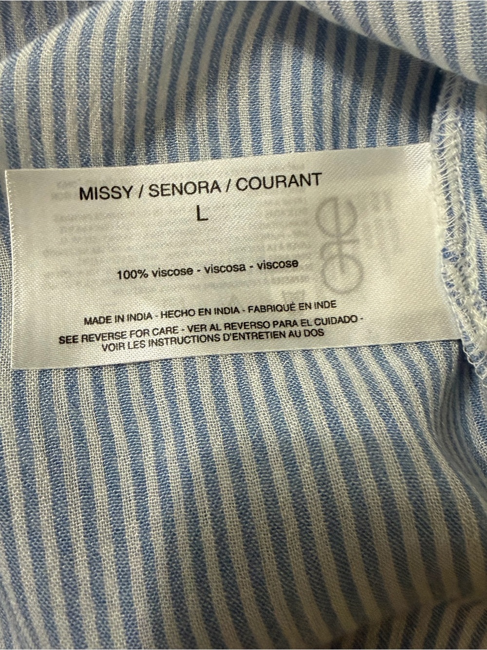 Nine West Light Blue & White Striped Casual Button-Front Shirt - Picture 10 of 10